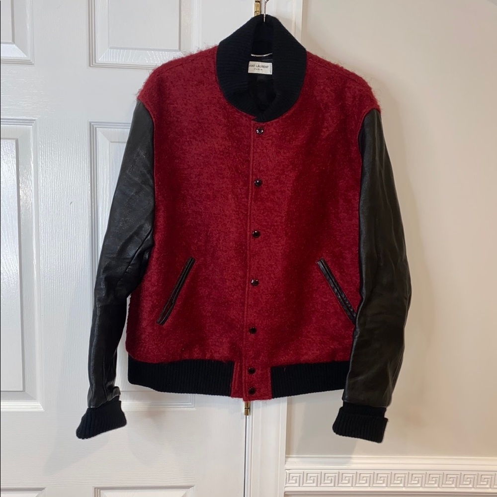 SAINT LAURENT Teddy Jacket In Red and Black